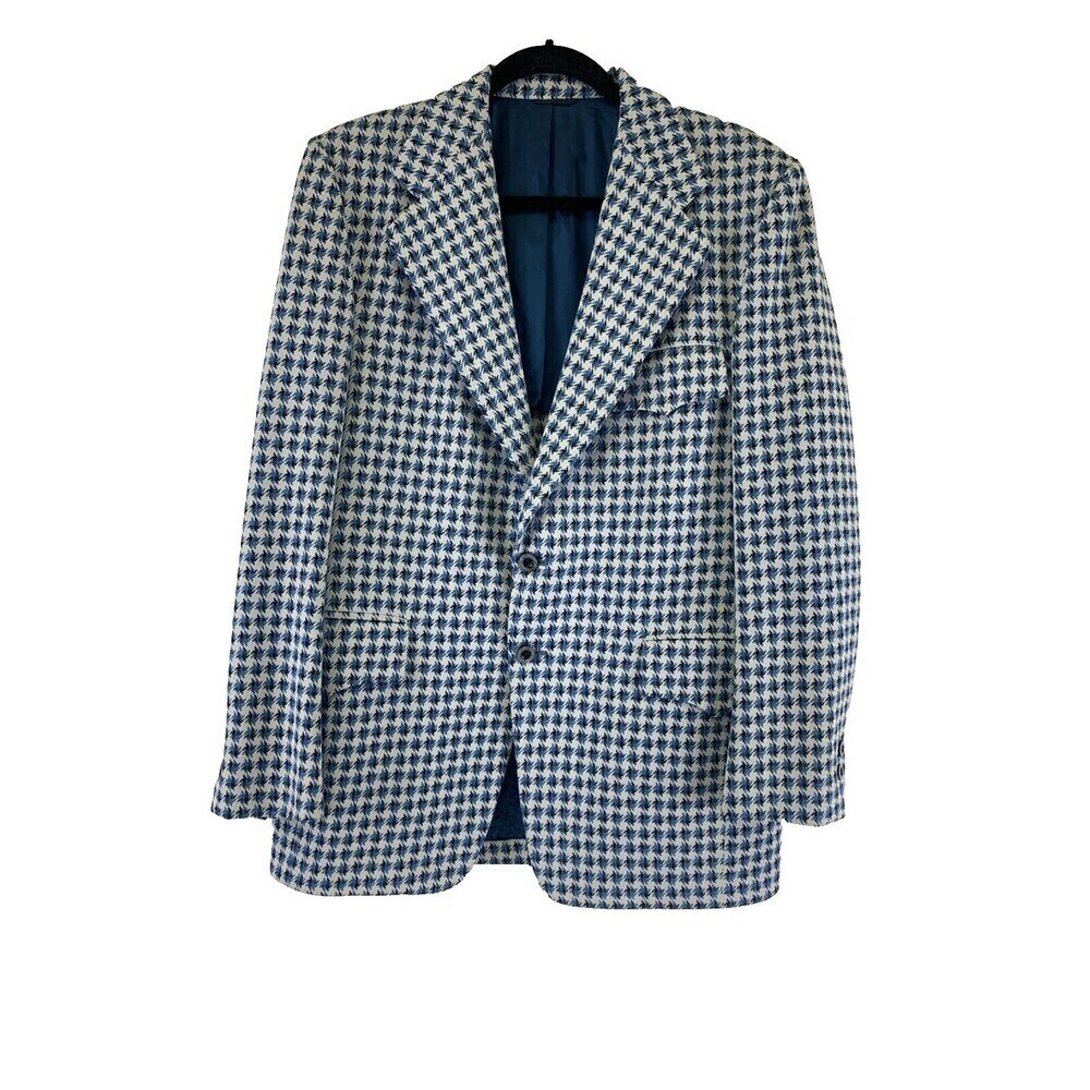 BOGO Ratner Clothes Hughes Hatcher Jacket Blue Pattern Houndstooth Blazer M/L 40